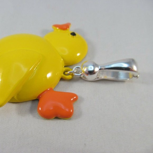 Yellow Enamel Duck Pendant Purse Chain Jewelry with Magnetic Closure Signed RMN - Picture 2 of 12